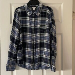 Caslon Navy and White Plaid Button Down Shirt